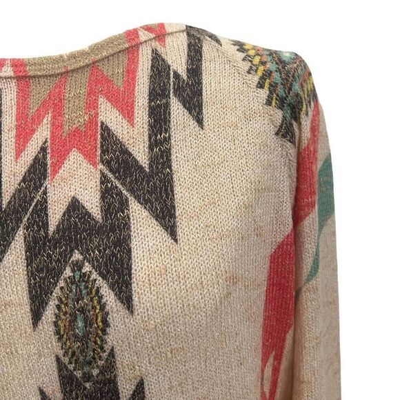 Silvergate Tan Aztec Lightweight Sweater Size L - Picture 4 of 12